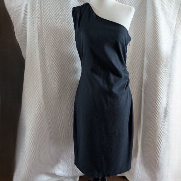 Banana Republic Navy Blue One Shoulder Midi Dress Midi Minimalist Size 10 - Picture 1 of 12